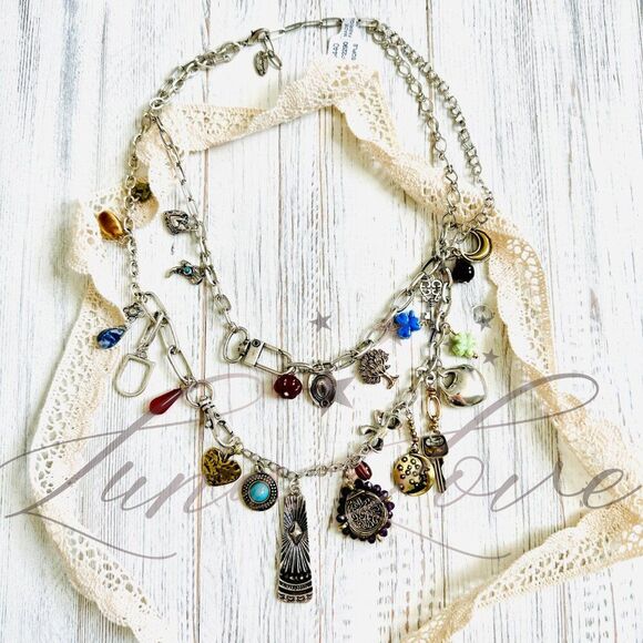 FREE PEOPLE Maxamillion Charm Necklace World Traveler NWT - Picture 3 of 6